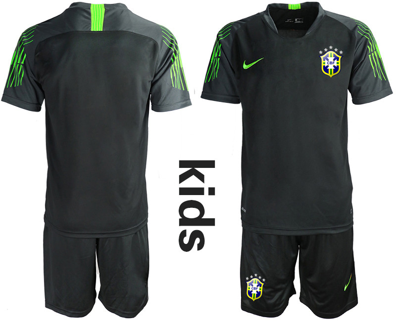 2019 20 Brazil Black Youth Goalkeeper Soccer Jersey