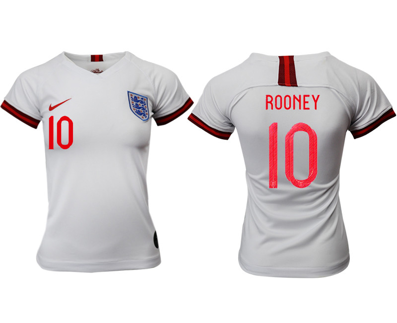 2019 20 England 10 ROONEY Home Women Soccer Jersey