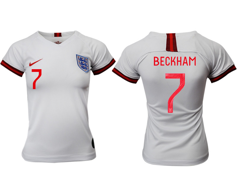 2019 20 England 7 BECKHAM Home Women Soccer Jersey