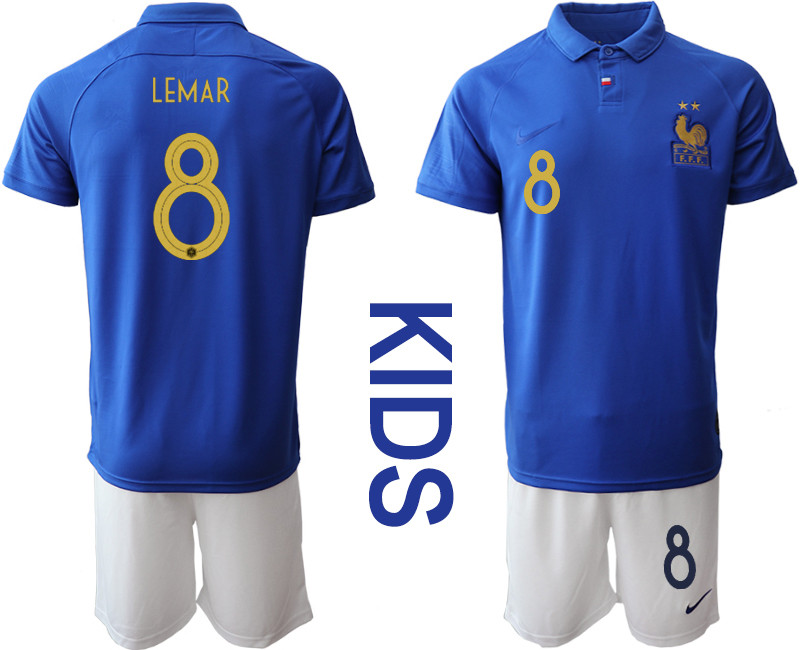 2019 20 France 8 LEMAR Youth Centenary Edition Soccer Jersey