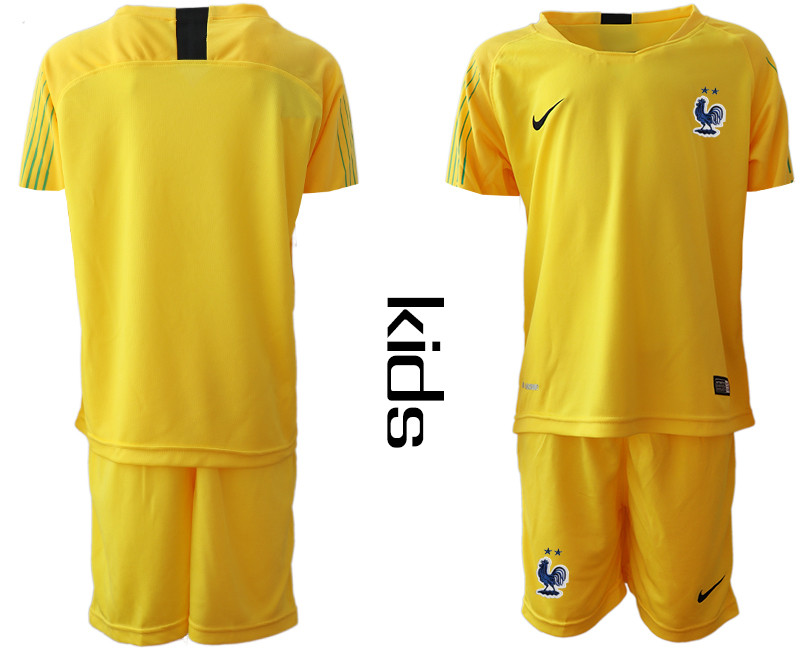 2019 20 France Yellow Youth Goalkeeper Soccer Jersey