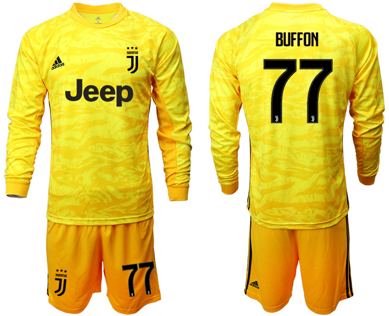 2019 20 Juventus 77 BUFFON Yellow Long Sleeve Goalkeeper Soccer Jersey