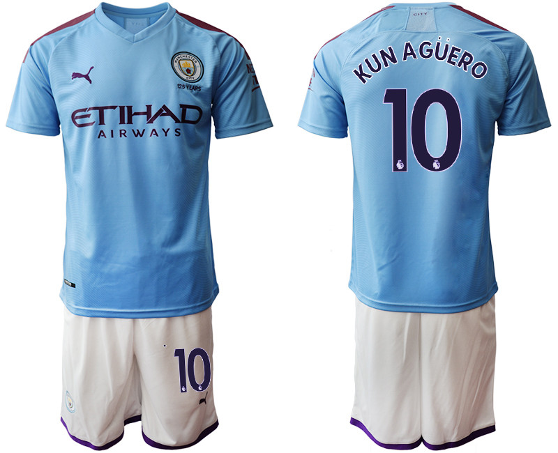 2019 20 Manchester City 10 KUN AGUERO Home Soccer Jersey