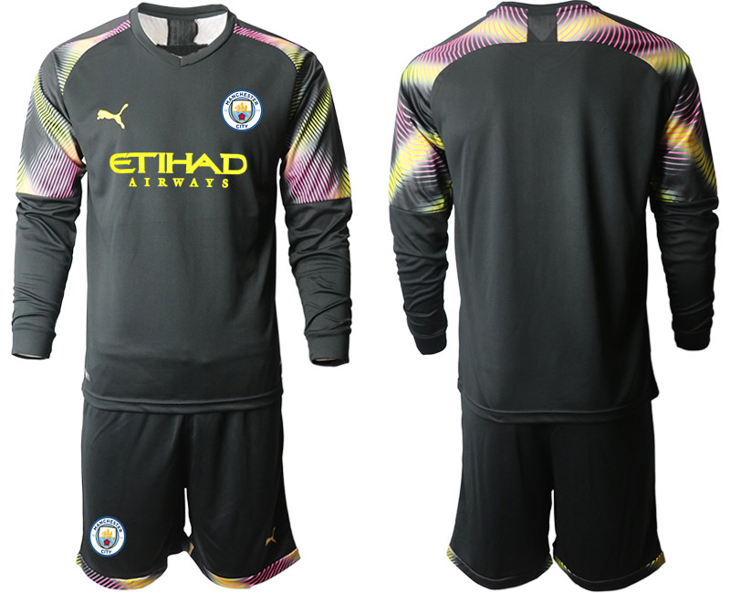 2019 20 Manchester City Black Goalkeeper Long Sleeve Soccer Jersey