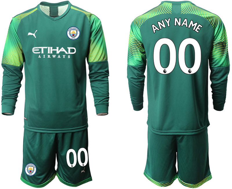 2019 20 Manchester City Customized Dark Green Goalkeeper Long Sleeve Soccer Jersey
