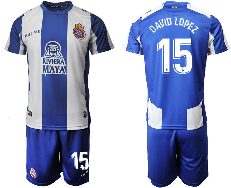 2019 20 RCD Espanyol 15 DAVID LOPEZ Home Soccer Jersey