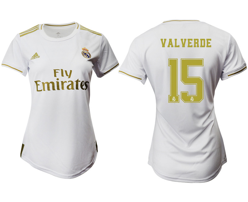2019 20 Real Madrid 15 VALVERDE Home Women Soccer Jersey