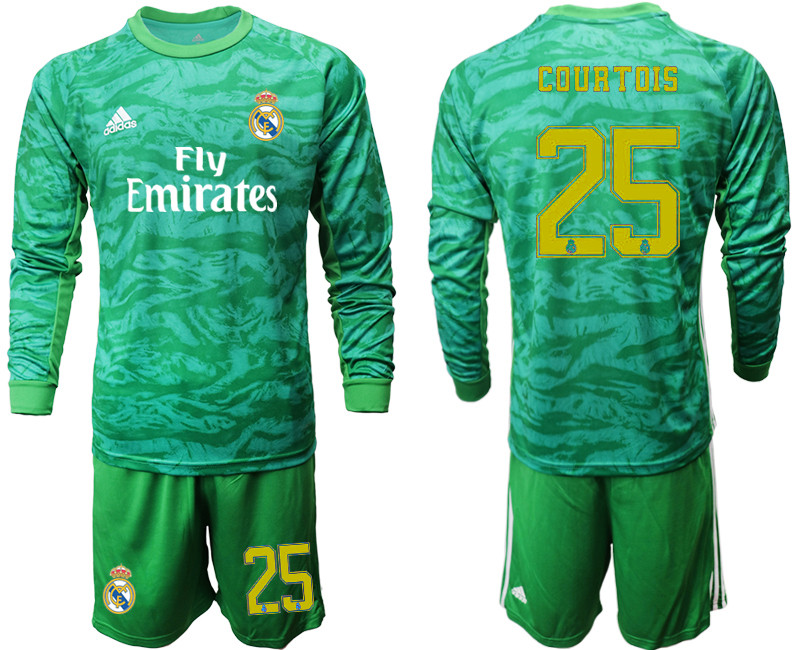 2019 20 Real Madrid 25 COURTOIS Green Long Sleeve Goalkeeper Soccer Jersey