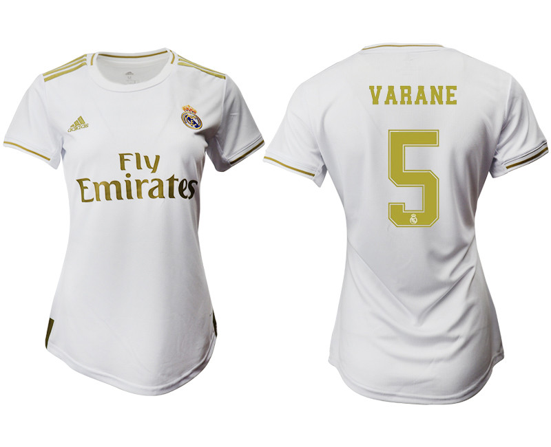 2019 20 Real Madrid 5 VARANE Home Women Soccer Jersey