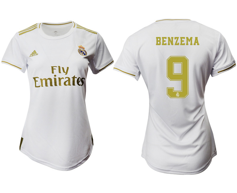 2019 20 Real Madrid 9 BENZEMA Home Women Soccer Jersey