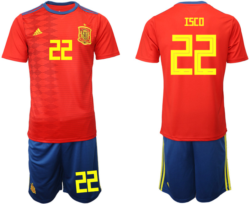 2019 20 Spain 22 ISCO Home Soccer Jersey