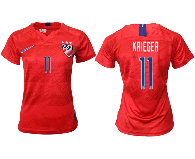 2019 20 USA 11 KRIEGER Away Women Soccer Jersey