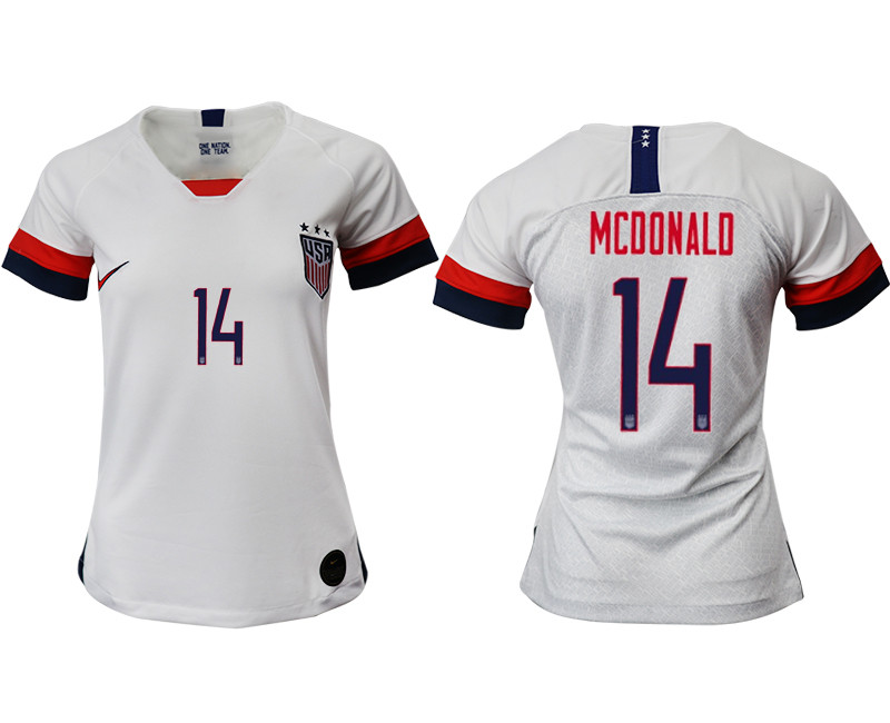 2019 20 USA 14 MCDONALD Home Women Soccer Jersey