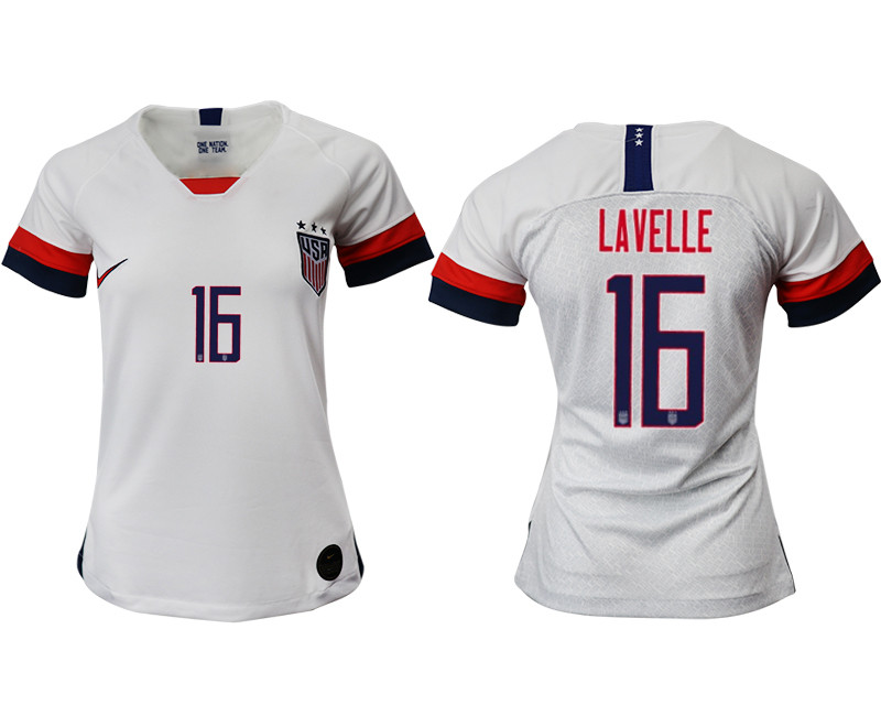 2019 20 USA 16 LAVELLE Home Women Soccer Jersey