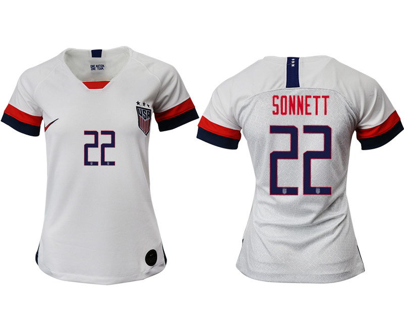 2019 20 USA 22 SONNETT Home Women Soccer Jersey