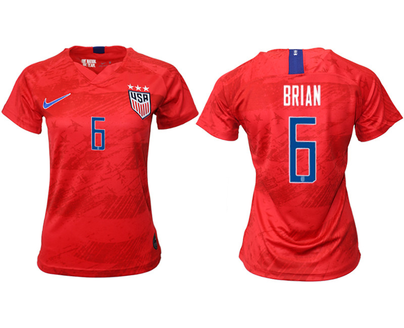 2019 20 USA 6 BRIAN Away Women Soccer Jersey