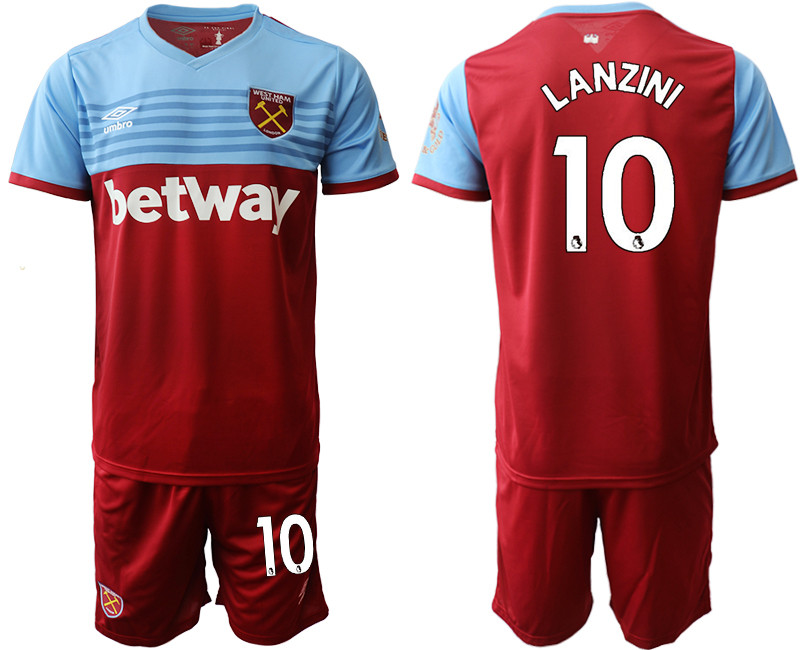 2019 20 West Ham United 10 LANZINI Home Soccer Jersey