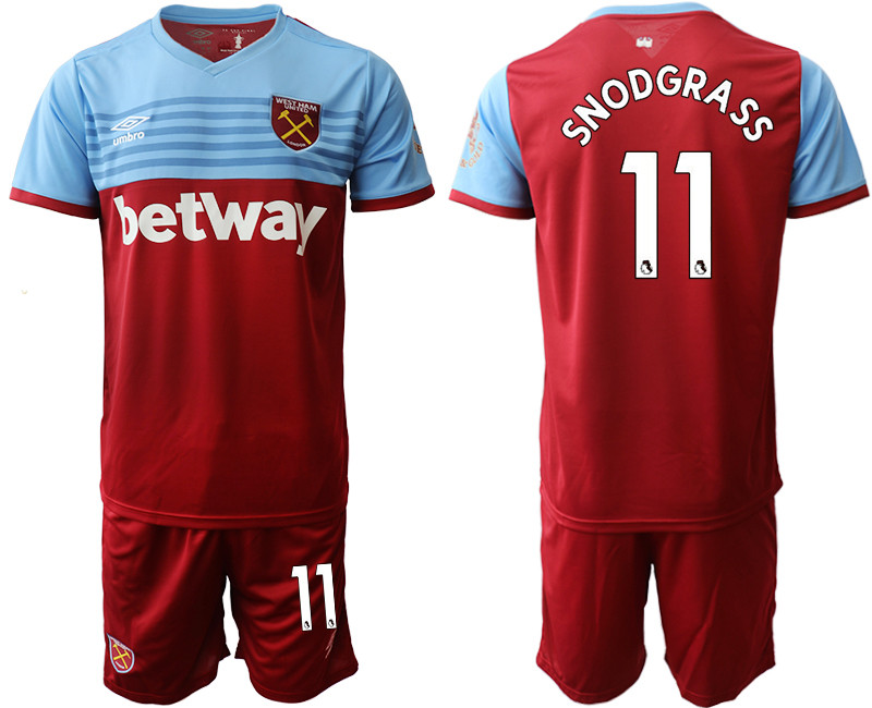 2019 20 West Ham United 11 SNODGRASS Home Soccer Jersey