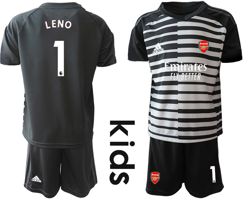 2020 21 Arsenal 1 LENO Black Youth Goalkeeper Soccer Jersey