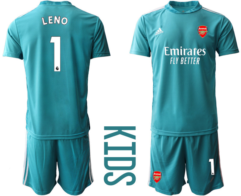 2020 21 Arsenal 1 LENO Blue Youth Goalkeeper Soccer Jersey