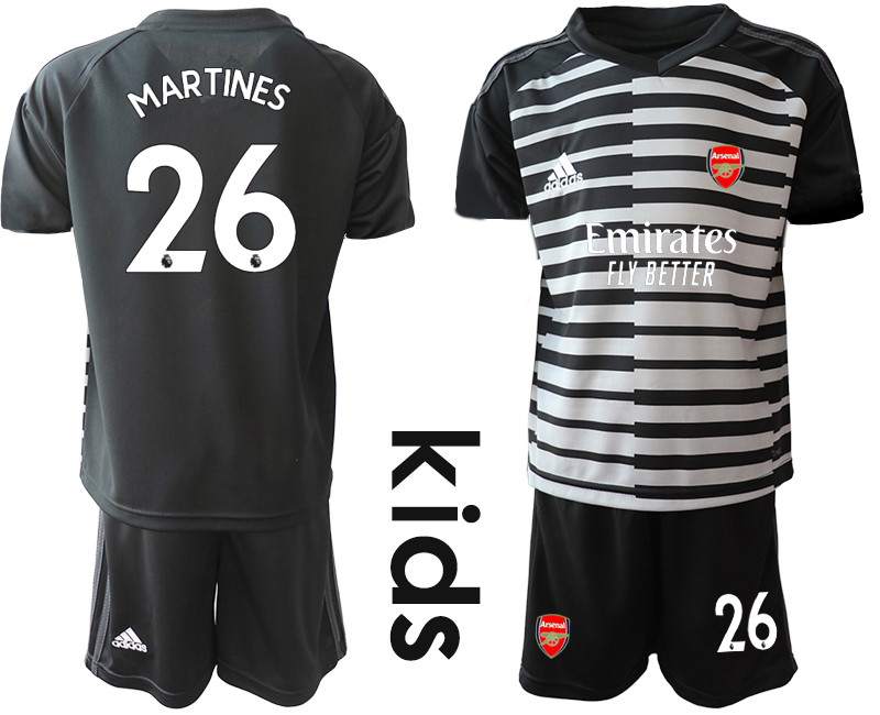 2020 21 Arsenal 26 MARTINES Black Youth Goalkeeper Soccer Jersey