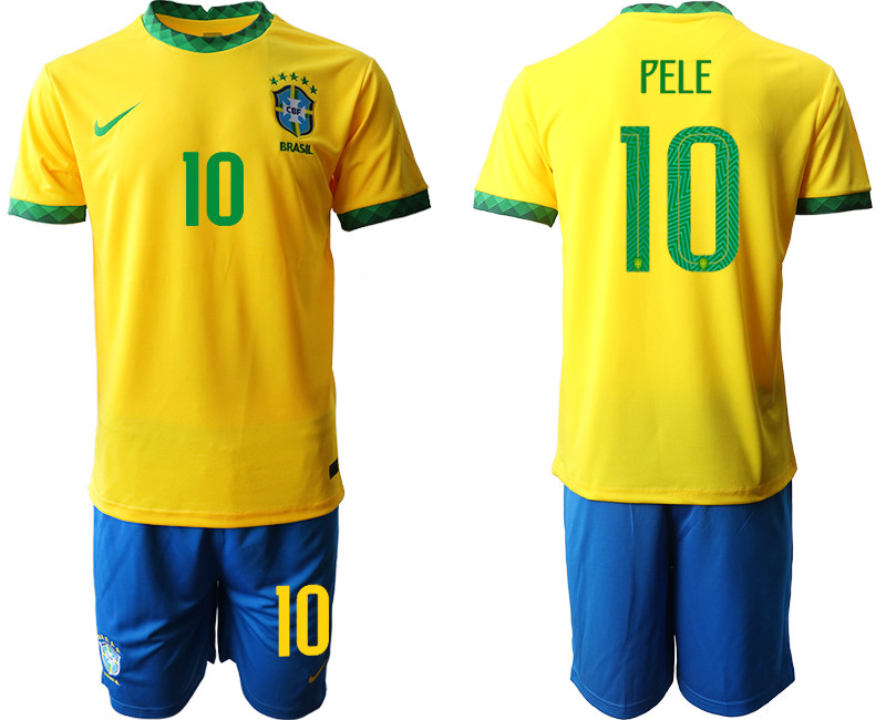 2020 21 Brazil 10 PELE Home Soccer Jersey
