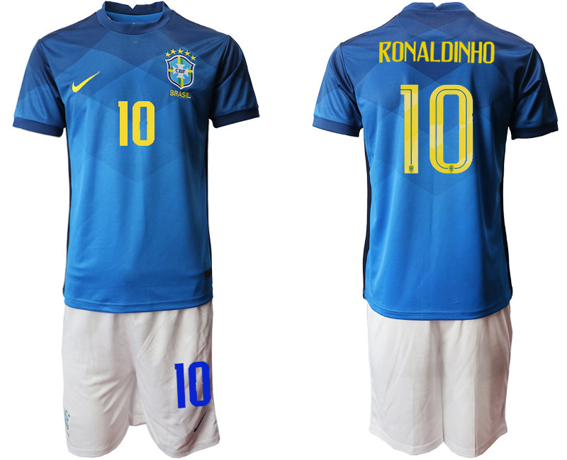 2020 21 Brazil 10 RONALDINHO Away Soccer Jersey