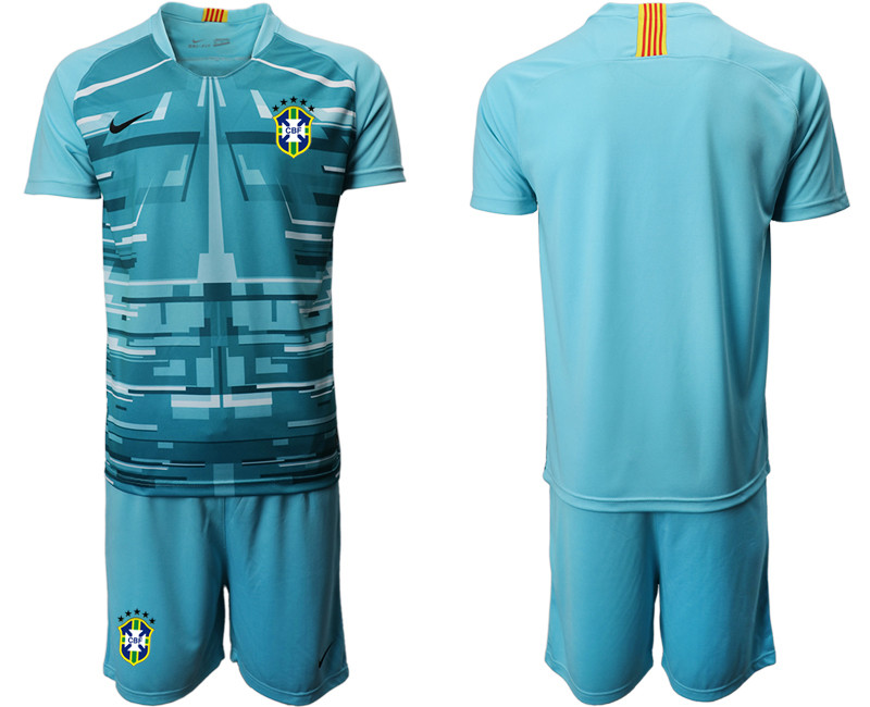 2020 21 Brazil Blue Goalkeeper Soccer Jersey