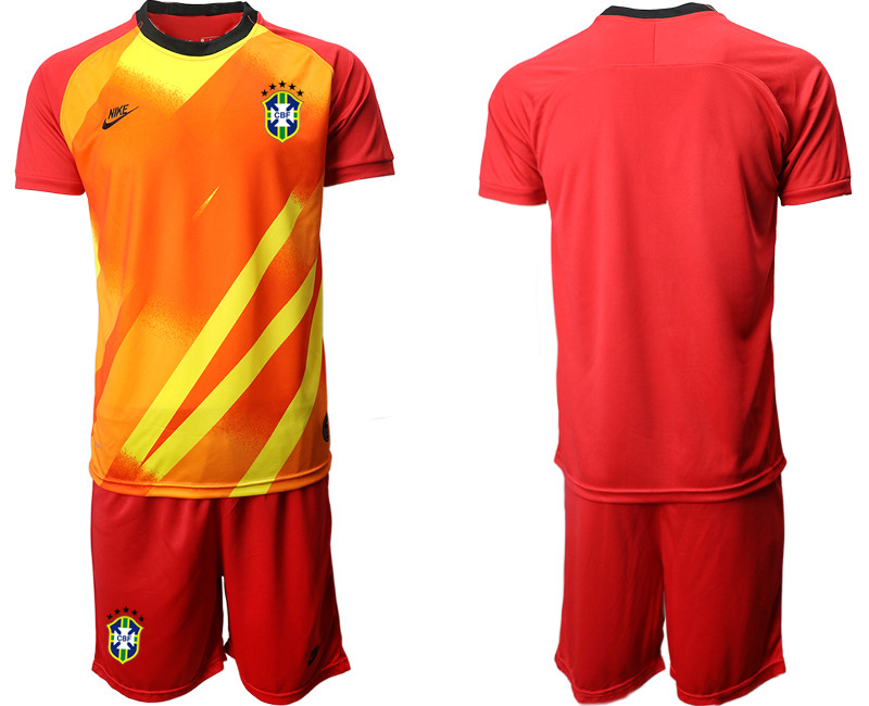 2020 21 Brazil Red Goalkeeper Soccer Jersey