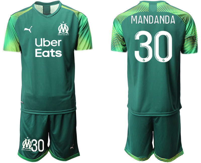 2020 21 Marseilles 30 MANDANDA Dark Green Goalkeeper Soccer Jersey