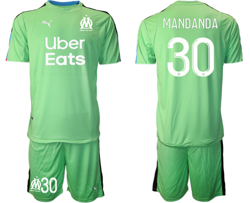 2020 21 Marseilles 30 MANDANDA Fruit Green Goalkeeper Soccer Jersey