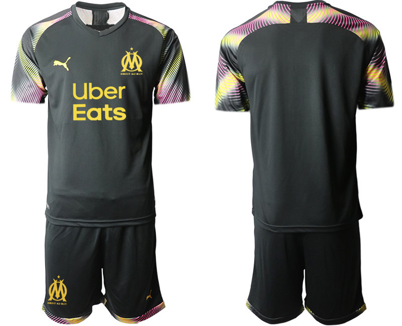 2020 21 Marseilles Black Goalkeeper Soccer Jersey