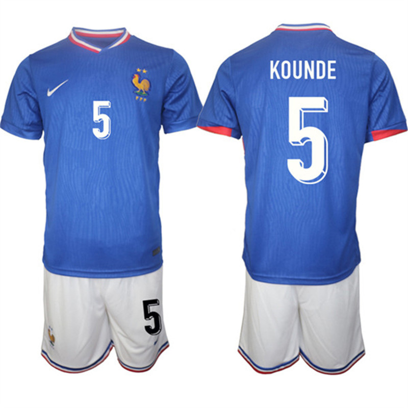 2024 25 France 5 Jules Kounde Home Soccer Jersey