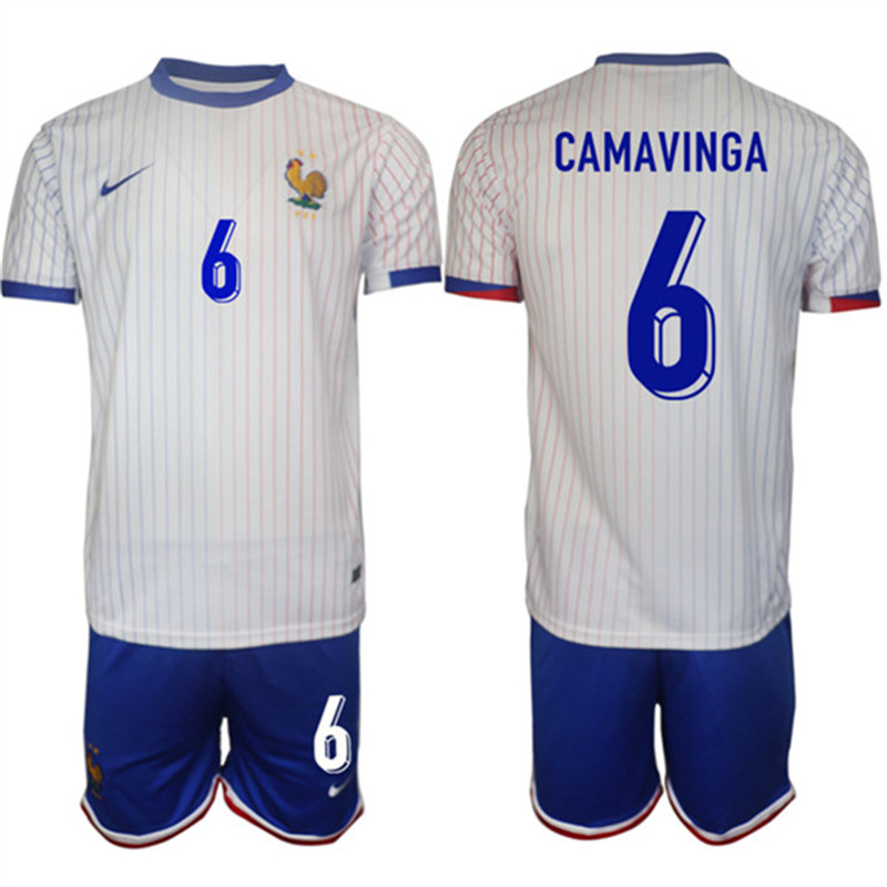 2024 25 France 6 Eduardo Camavinga Away Soccer Jersey