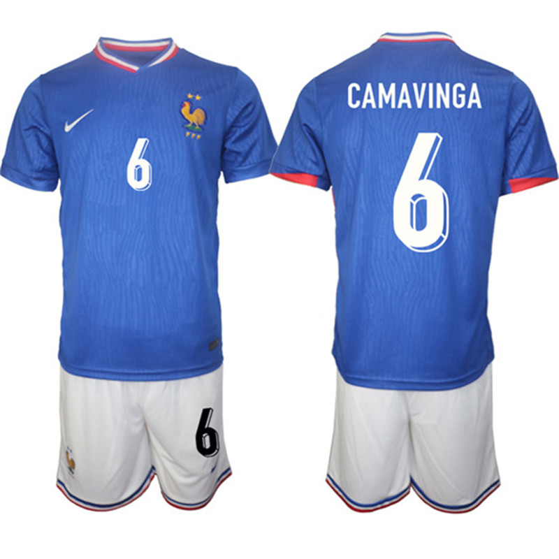 2024 25 France 6 Eduardo Camavinga Home Soccer Jersey
