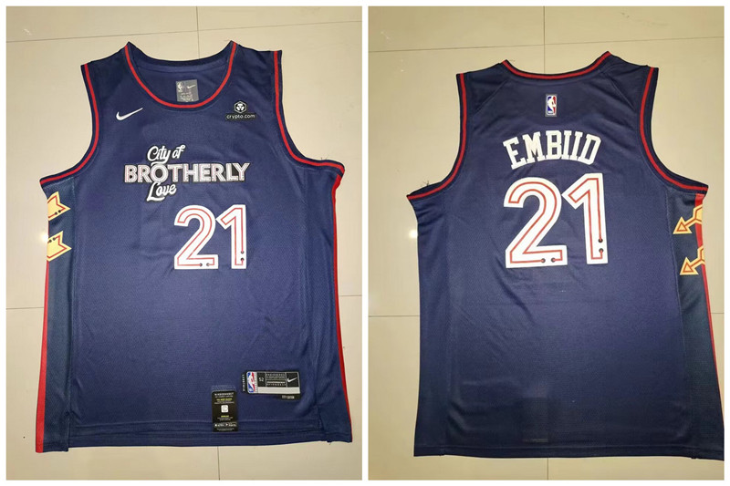 76ers 21 Joel Embiid Navy Nike 2023 24 City Edition Swingman Jersey