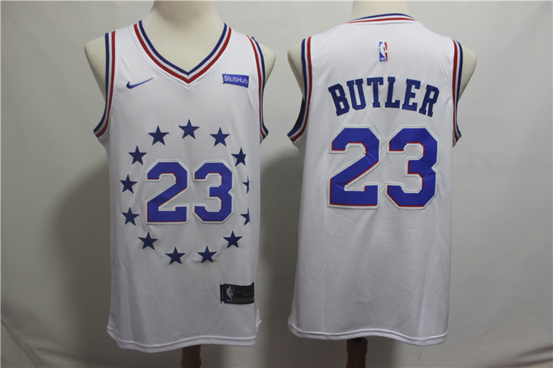 76ers 23 Jimmy Butler White 2018 19 Earned Edition  Swingman Jersey