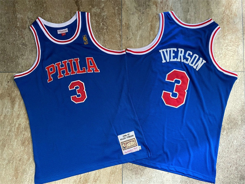 76ers 3 Allen Iverson Blue 1996 97 Hardwood Classics Jersey