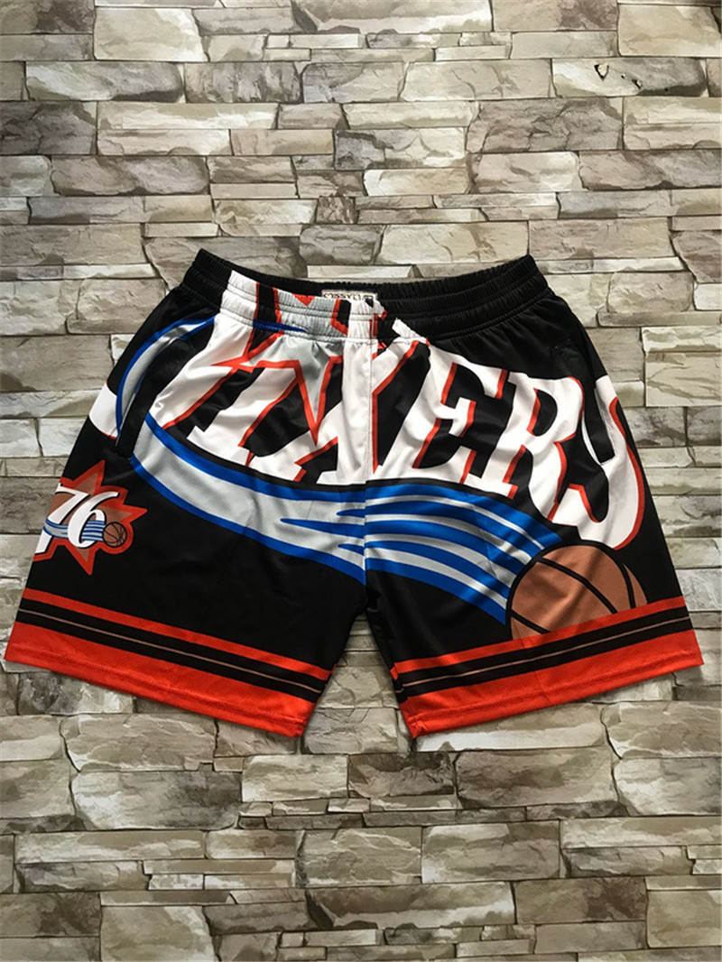 76ers Yellow Black Big Face With Pocket Swingman Shorts