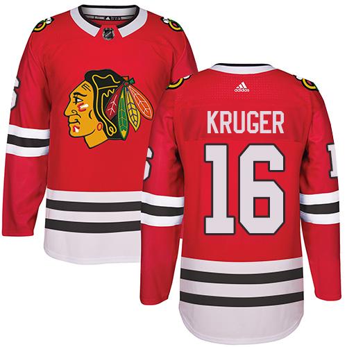  Chicago Blackhawks #16 Marcus Kruger Red Home Authentic Stitched NHL Jersey