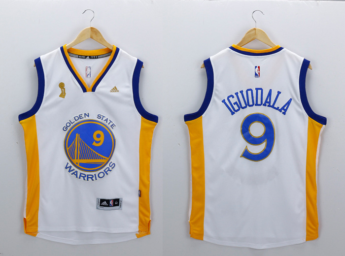  Golden State Warriors 9 Andre Iguodala 2015 NBA Finals Champions Gold Jerseys