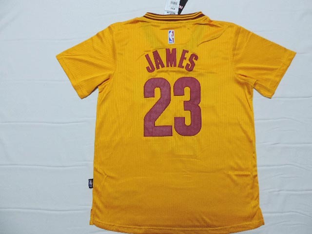  NBA 2014 2015 Cleveland Cavaliers 23 Lebron James New Revolution 30 Swingman Yellow Jersey with Sleeve