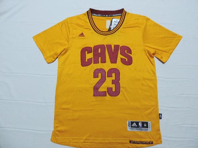  NBA 2014 2015 Cleveland Cavaliers 23 Lebron James New Revolution 30 Swingman Yellow Jerseys with Sleeve