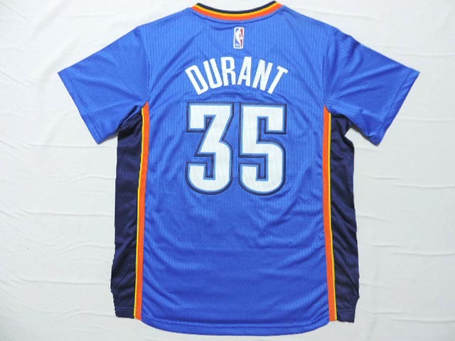  NBA 2014 2015 Oklahoma City Thunder 35 Kevin Durant New Revolution 30 Swingman Blue Jerseys with Sleeve