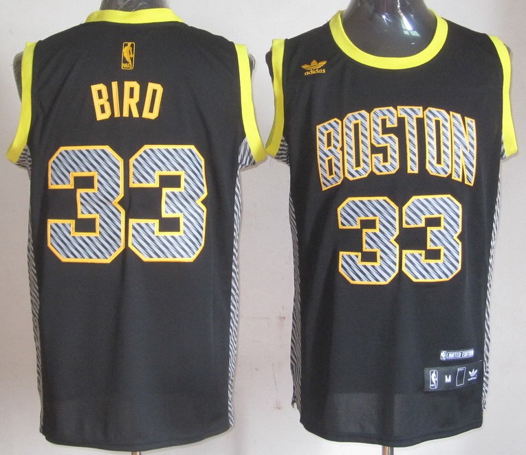  NBA Boston Celtics 33 Larry Bird Electricity Fashion Swingman Black Jersey
