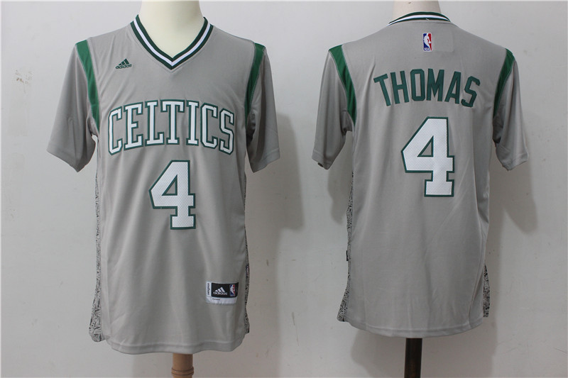  NBA Boston Celtics 4 Isaiah Thomas New Revolution 30 Swingman Gray Jersey with Sleeve