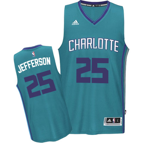  NBA Charlotte Bobcats 25 Al Jefferson New Revolution 30 Swingman Road Dark Blue Jersey
