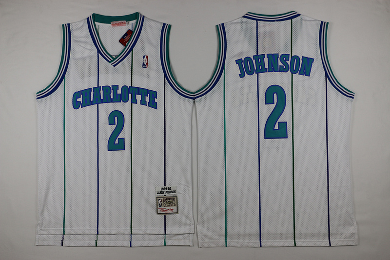  NBA Charlotte Hornets 2 Larry Johnson Throwback Soul Swingman White Jersey