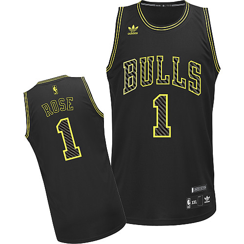  NBA Chicago Bulls 1 Derrick Rose Electricity Fashion Swingman Black Jersey