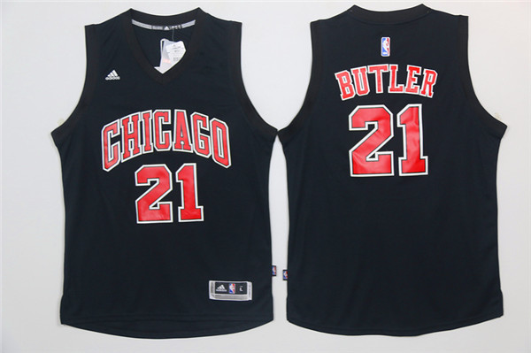  NBA Chicago Bulls 21 Jimmy Butler New Revolution 30 Swingman Black Jersey